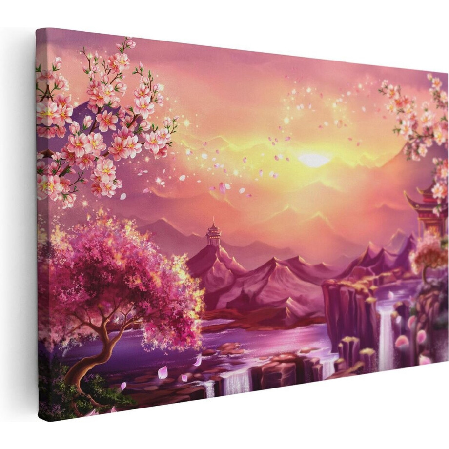 Artaza Canvas Schilderij Illustratie Van Watervallen Met Bloesems - 90x60 - Foto Op Canvas - Canvas Print Artaza Canvas Schilderij Illustratie Van Watervallen Met Bloesems - 90x60 - Foto Op Canvas - Canvas Print afbeelding 1