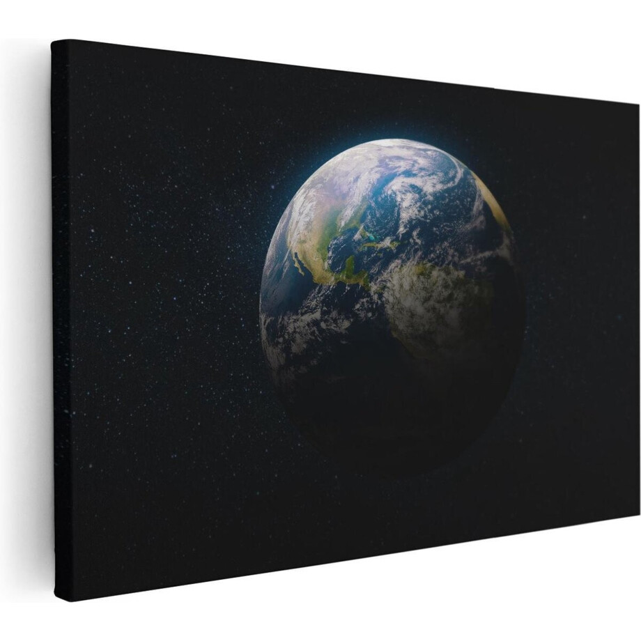 Artaza Canvas Schilderij Wereldbol - 60x40 cm - Wanddecoratie Ruimte - Muurdecoratie Sterrenhemel - Schilderijen Op Canvas Universum afbeelding 1