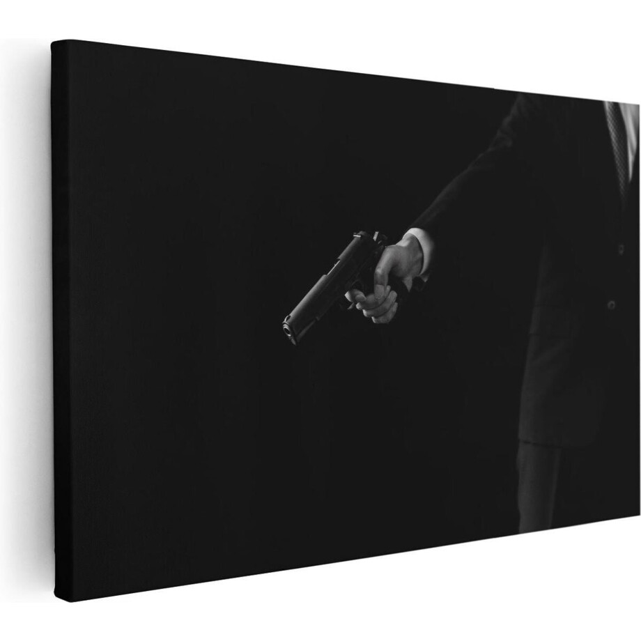 Artaza Canvas Schilderij Man met een Pistool in zijn Handen - 60x40 - Foto Op Canvas - Canvas Print afbeelding 1