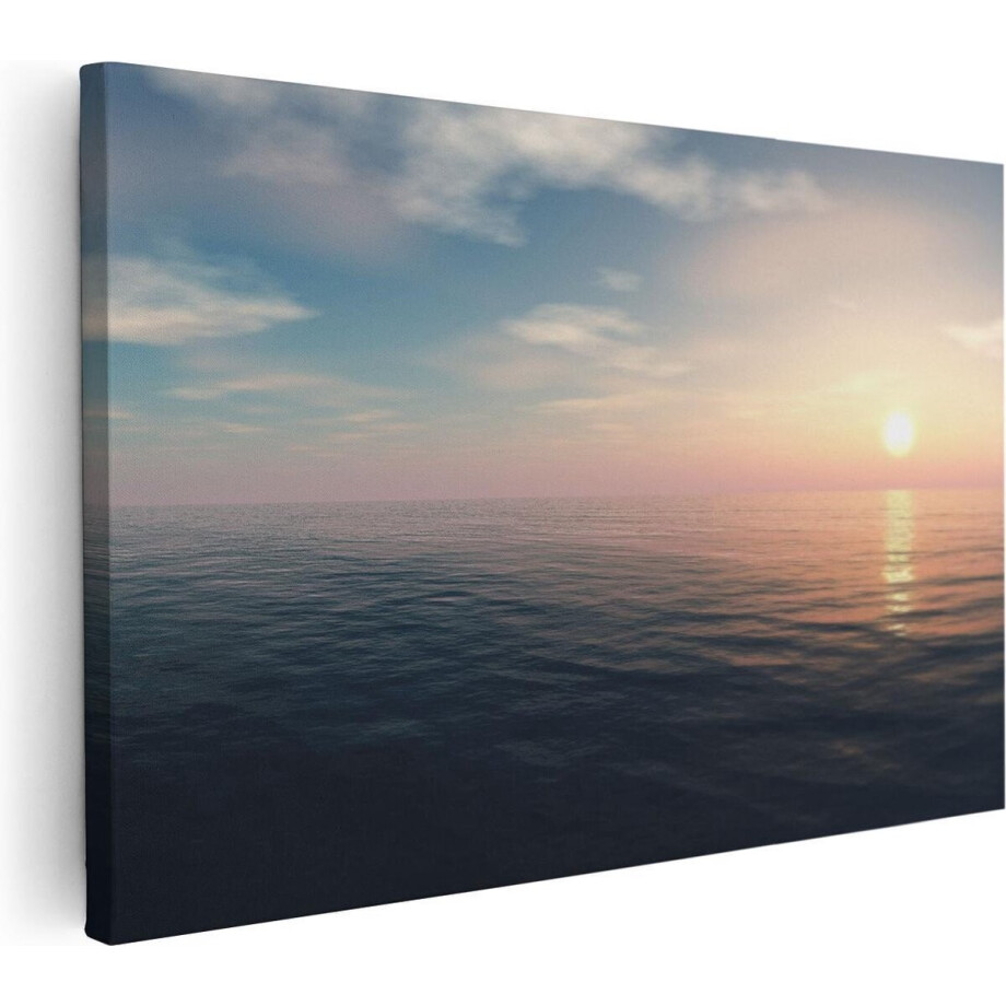Artaza Canvas Schilderij Zee - 90x60 cm - Wanddecoratie Zonsondergang - Muurdecoratie Woonkamer - Schilderijen Op Canvas afbeelding 1