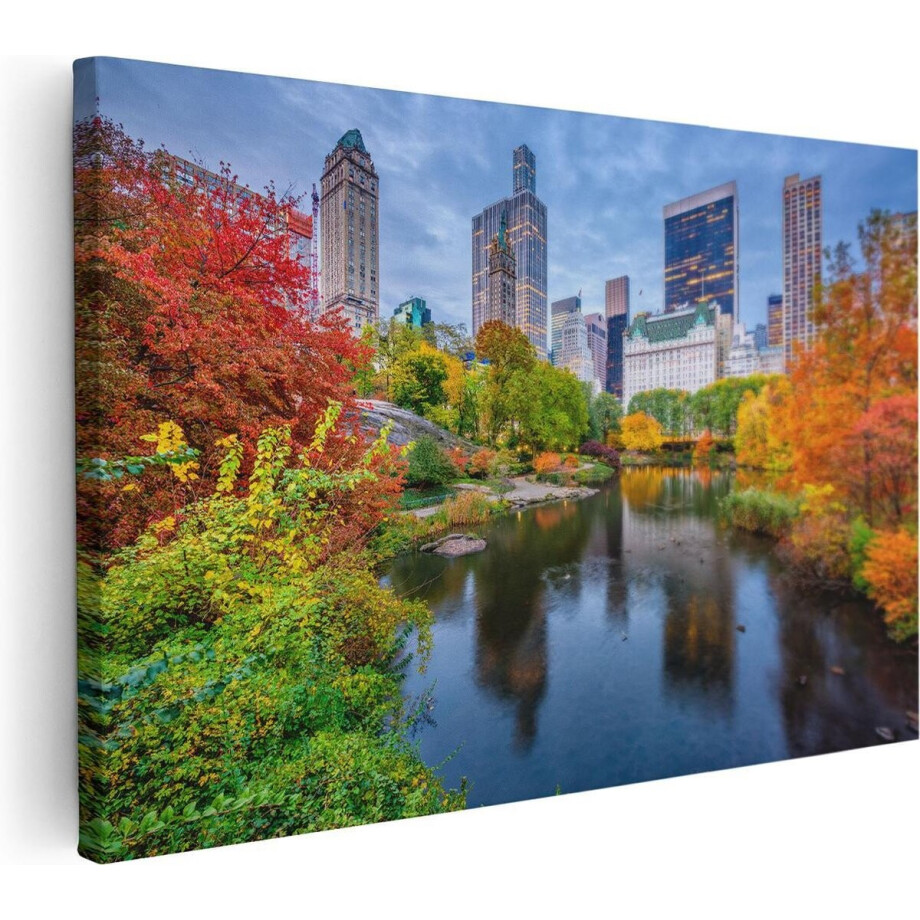 Artaza Canvas Schilderij New York - 60x40 cm - Wanddecoratie Herfst - Muurdecoratie Skyline - Schilderijen Op Canvas Central Park afbeelding 1