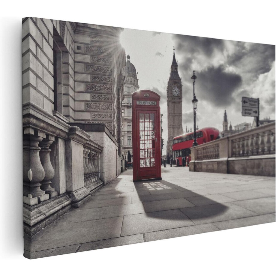 Artaza Canvas Schilderij Rode Telefooncel in Londen bij de Big Ben - 120x80 - Groot - Foto Op Canvas - Wanddecoratie Woonkamer Artaza Canvas Schilderij Rode Telefooncel in Londen bij de Big Ben - 120x80 - Groot - Foto Op Canvas - Wanddecoratie Woonkamer afbeelding 1