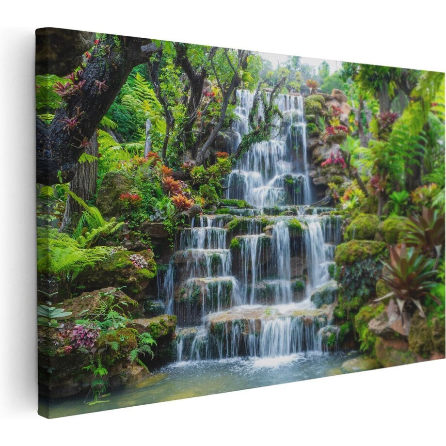 Artaza Canvas Schilderij Tropische Waterval In Thailand - 90x60 - Foto Op Canvas - Canvas Print afbeelding 1