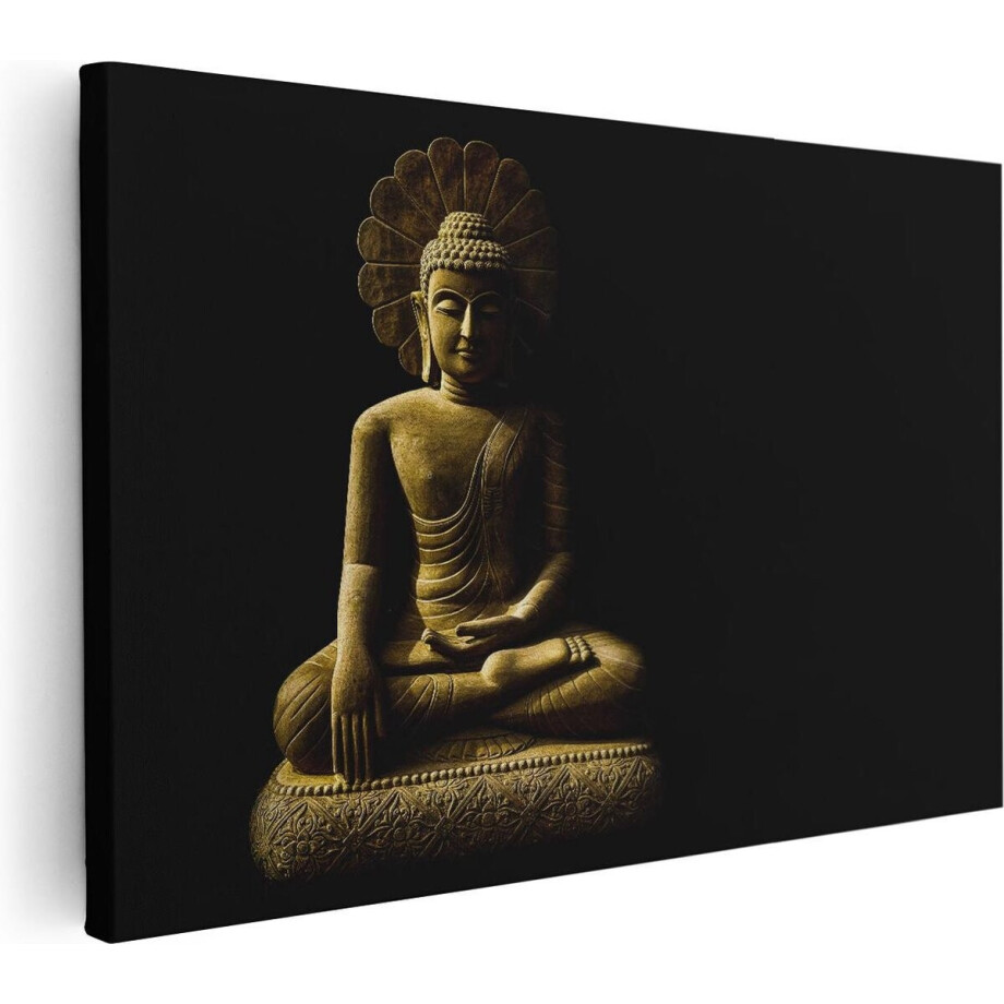 Artaza Canvas Schilderij Gouden Boeddha Beeld In Meditatie  - 60x40 - Foto Op Canvas - Canvas Print Artaza Canvas Schilderij Gouden Boeddha Beeld In Meditatie  - 60x40 - Foto Op Canvas - Canvas Print afbeelding 1