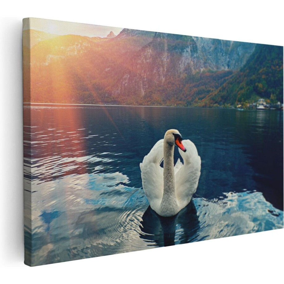 Artaza Canvas Schilderij Zwaan op het Water in de Bergen - 90x60 - Foto Op Canvas - Canvas Print - Muurdecoratie Artaza Canvas Schilderij Zwaan op het Water in de Bergen - 90x60 - Foto Op Canvas - Canvas Print - Muurdecoratie afbeelding 1