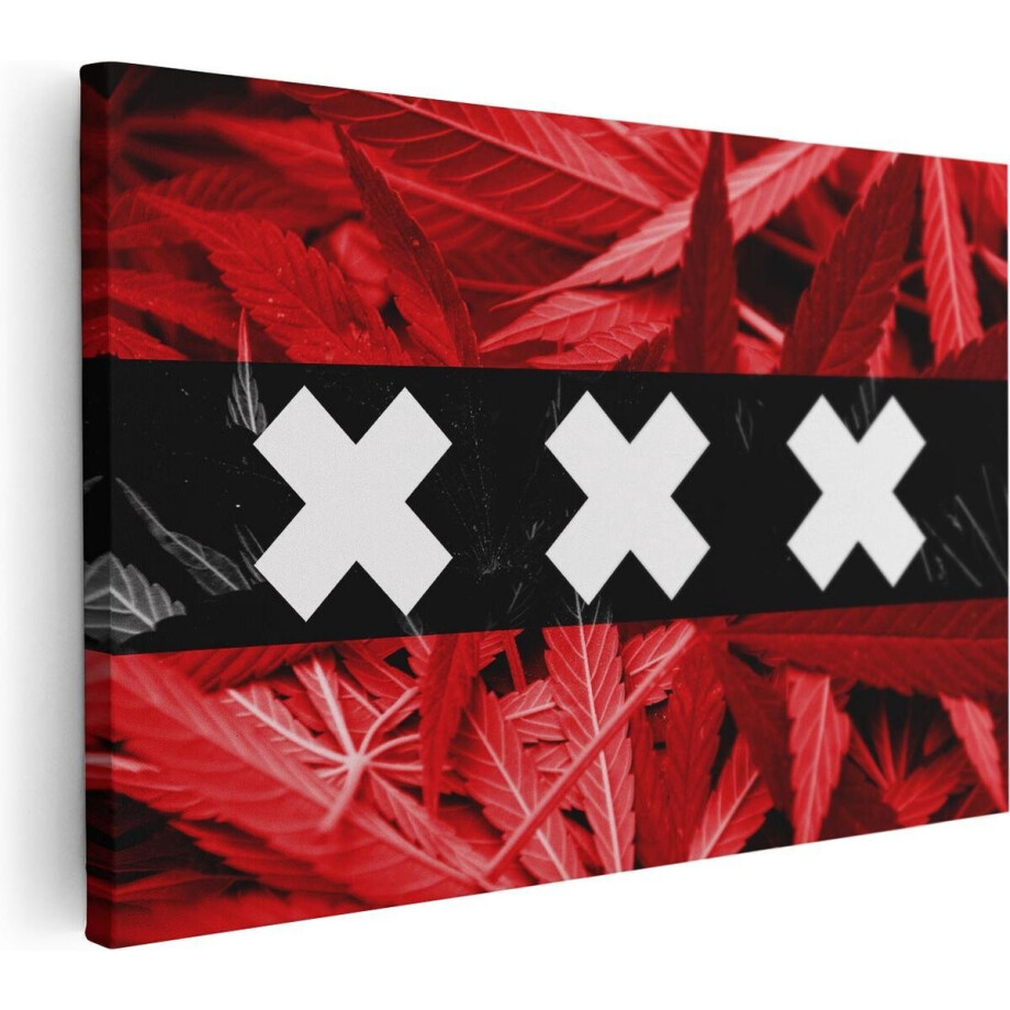 Artaza Canvas Schilderij Amsterdamse Vlag Met Cannabis Achtergrond - 60x40 - Foto Op Canvas - Canvas Print Artaza Canvas Schilderij Amsterdamse Vlag Met Cannabis Achtergrond - 60x40 - Foto Op Canvas - Canvas Print afbeelding 1