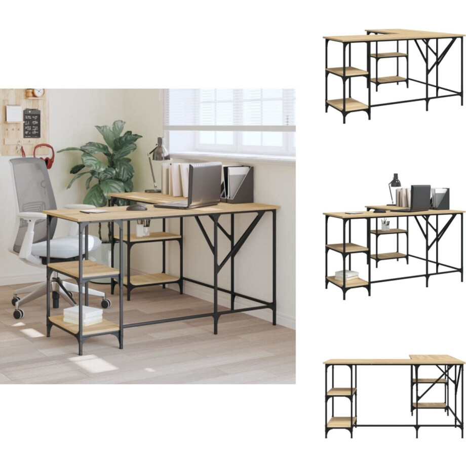 vidaXL Bureau - Bureaus - Laptoptafel - Computertafel - Bureau 139x139x75 cm bewerkt hout sonoma eikenkleurig vidaXL Bureau - Bureaus - Laptoptafel - Computertafel - Bureau 139x139x75 cm bewerkt hout sonoma eikenkleurig afbeelding 1