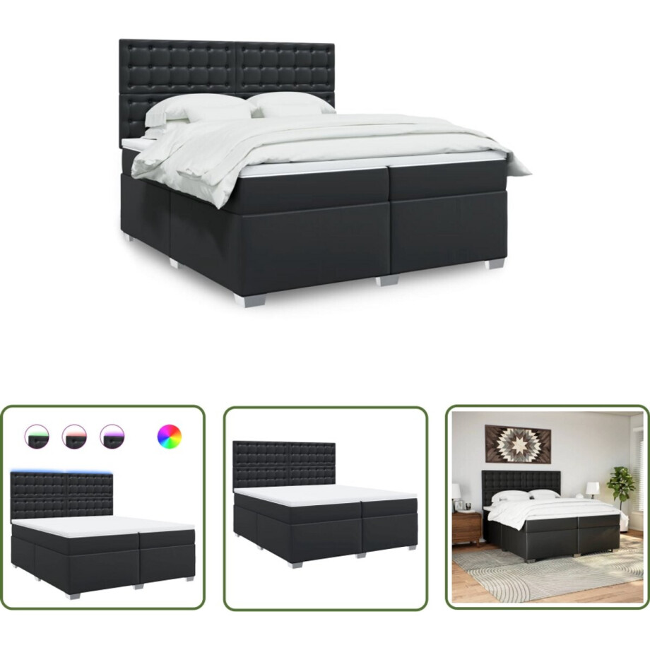 vidaXL Boxspring Bed - Boxspring - Boxspring met matras kunstleer zwart 200x200 cm - Lederlook Bed - Zwarte Boxspring - Tweepersoons Boxspring vidaXL Boxspring Bed - Boxspring - Boxspring met matras kunstleer zwart 200x200 cm - Lederlook Bed - Zwarte Boxspring - Tweepersoons Boxspring afbeelding 1