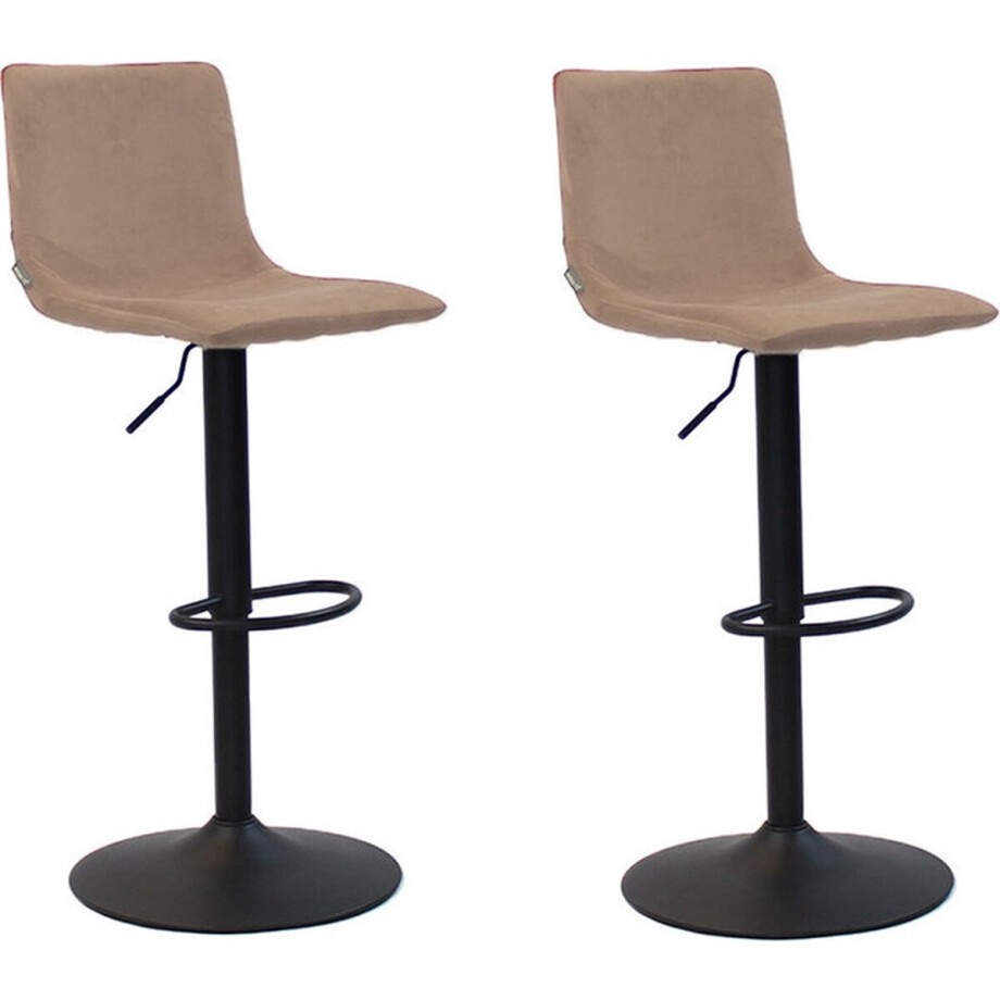 Bronx71® Velvet barkruk Frenkie taupe 59-76 cm - Barkrukken set van 2 - barstoel afbeelding 1