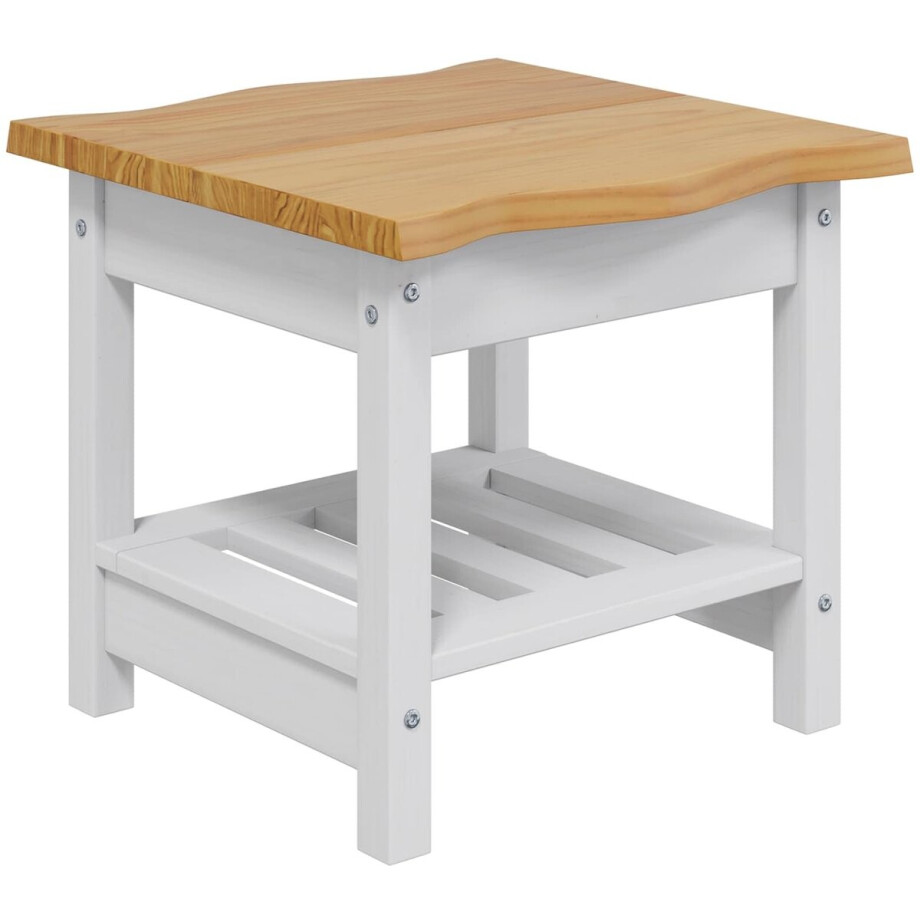 vidaXL - Bijzettafel - EKAI - Wit - 50 - x - 50 - x - 45,5 - cm - Massief - grenenhout afbeelding 1