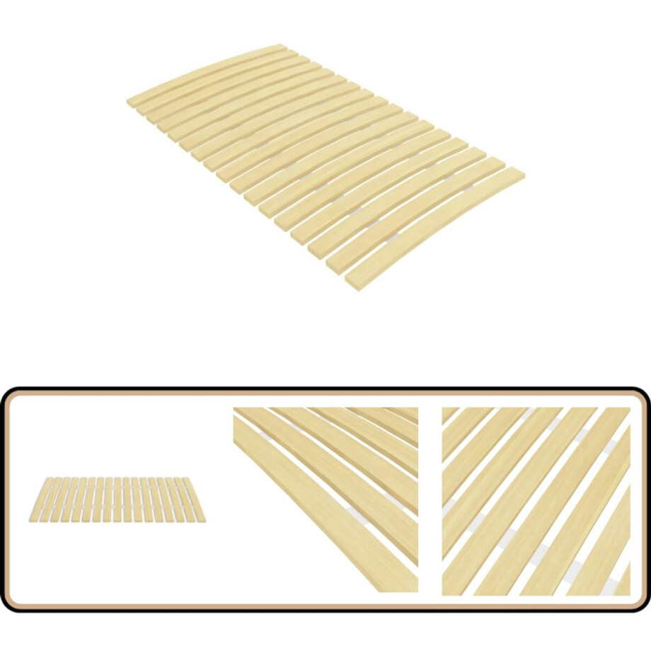 vidaXL Lattenbodem 70x200 cm - Populierenhout Lattenbodem - Houten Lattenbodem - Bedbodem - Tweepersoons Bed - Populier Hout afbeelding 1