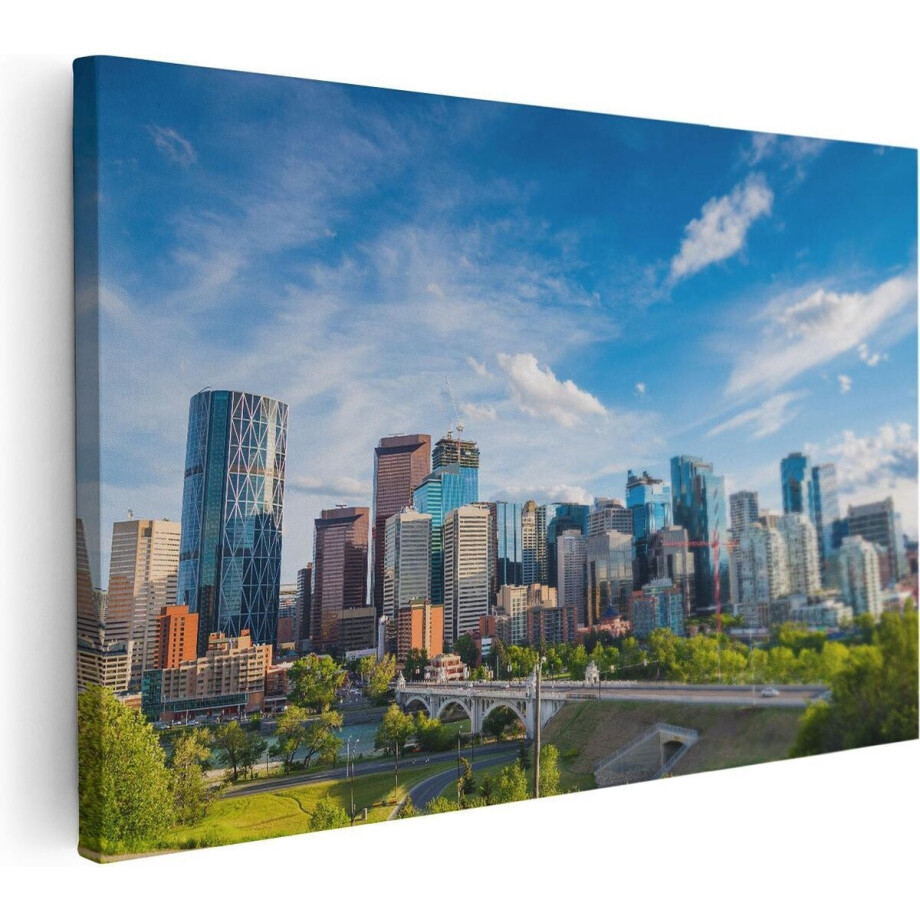 Artaza Canvas Schilderij Skyline Calgary Stad in Canada - 60x40 - Foto Op Canvas - Canvas Print afbeelding 1