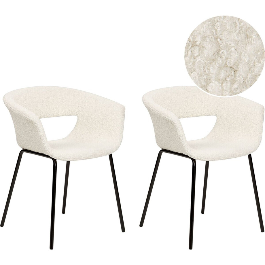 BELIANI ELMA - Eetkamerstoelen set van 2 - Gebroken wit - Polyester BELIANI ELMA - Eetkamerstoelen set van 2 - Gebroken wit - Polyester afbeelding 1