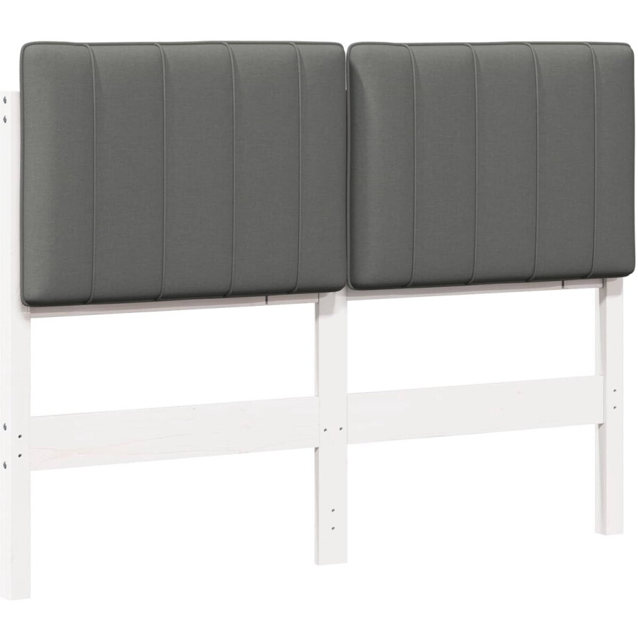 vidaXL - Gestoffeerd - hoofdbord - met - hoofdeinde - Wit - en - Lichtgrijs - 120 - cm afbeelding 1