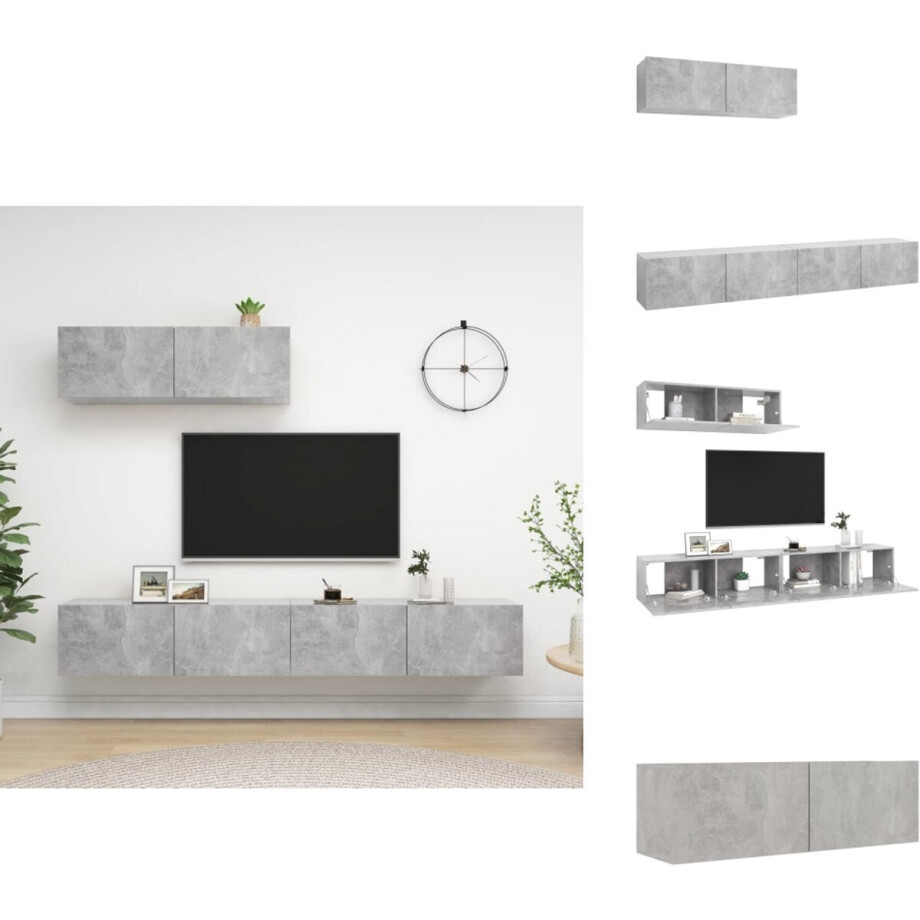 vidaXL Tv-kast - Tv-kasten - Televisiekast - Televisiekasten - Tv-meubelen 3 st bewerkt hout betongrijs afbeelding 1