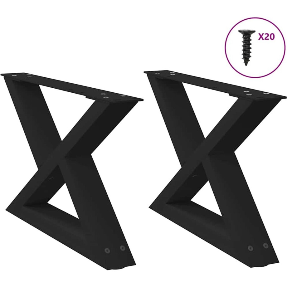 vidaXL - Salontafelpoten - 2 - st - 50x(30-31,3) - cm - staal - zwart vidaXL - Salontafelpoten - 2 - st - 50x(30-31,3) - cm - staal - zwart afbeelding 1