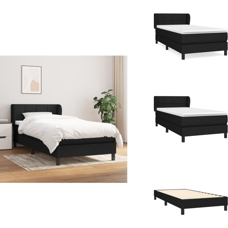 vidaXL Boxspring - Boxsprings - Bed - Slaapmeubel - Boxspring met matras stof zwart 100x200 cm afbeelding 1