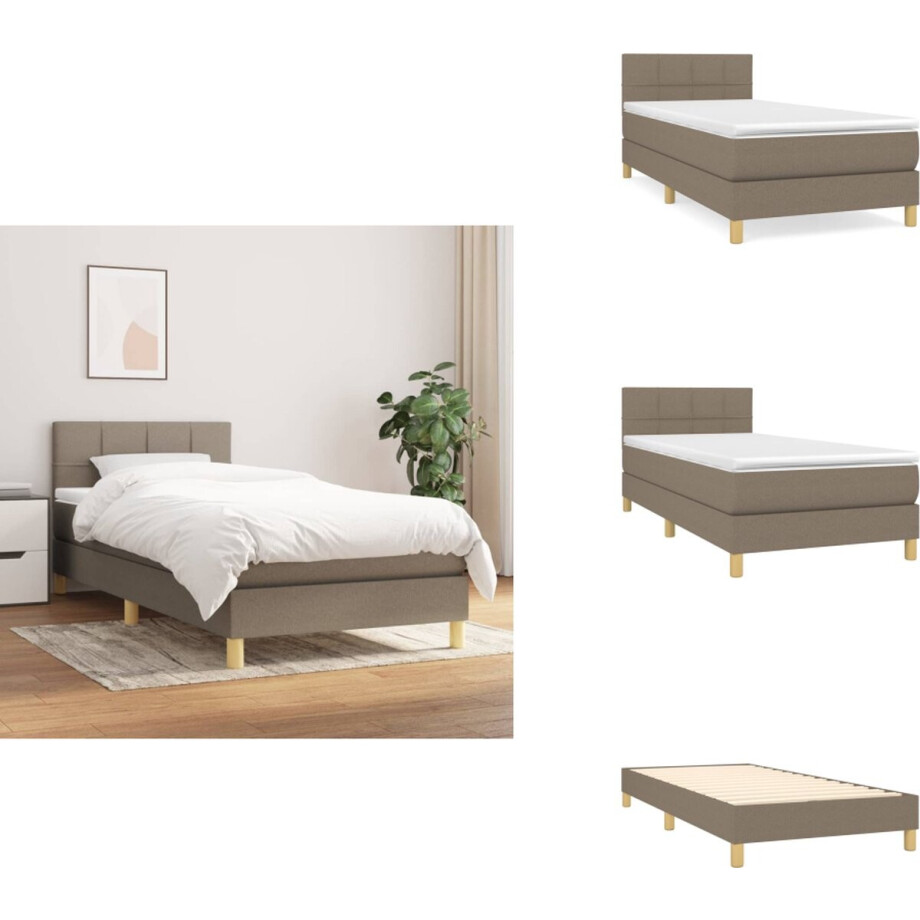 vidaXL Boxspring - Boxsprings - Bed - Slaapmeubel - Boxspring met matras stof taupe 100x200 cm afbeelding 1