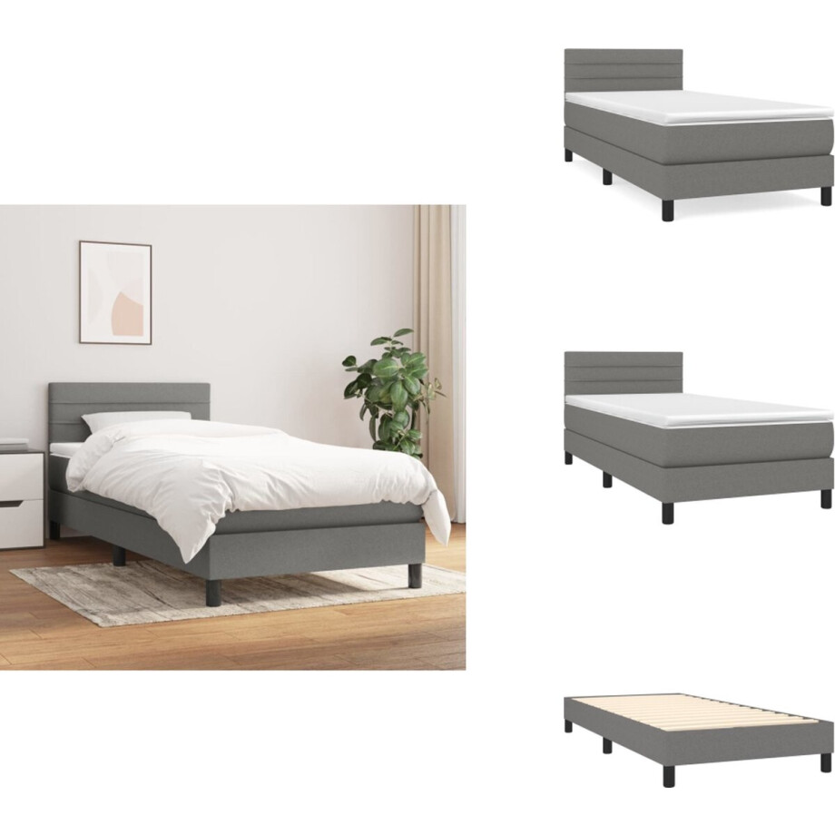 vidaXL Boxspring - Boxsprings - Bed - Slaapmeubel - Boxspring met matras stof donkergrijs 80x200 cm vidaXL Boxspring - Boxsprings - Bed - Slaapmeubel - Boxspring met matras stof donkergrijs 80x200 cm afbeelding 1