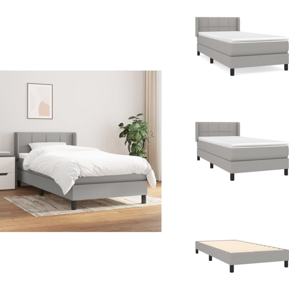 vidaXL Boxspring - Boxsprings - Bed - Slaapmeubel - Boxspring met matras stof lichtgrijs 80x200 cm vidaXL Boxspring - Boxsprings - Bed - Slaapmeubel - Boxspring met matras stof lichtgrijs 80x200 cm afbeelding 1