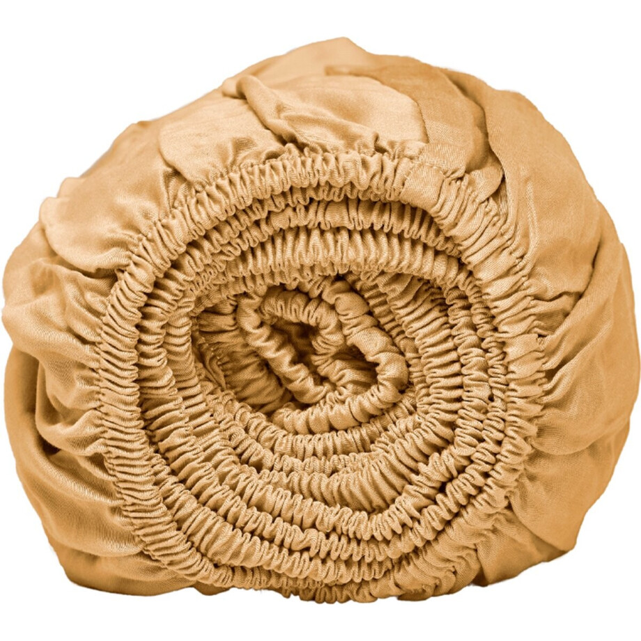 Coco & Cici - Bamboe Hoeslaken Topper 180 x 200 cm - 2 Persoons Beddengoed - Okergeel - Elastiek Rondom - 100% Eco Bamboe afbeelding 1