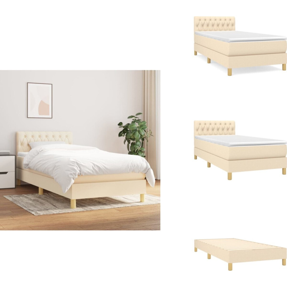 vidaXL Boxspring - Boxsprings - Bed - Slaapmeubel - Boxspring met matras stof crèmekleurig 80x200 cm vidaXL Boxspring - Boxsprings - Bed - Slaapmeubel - Boxspring met matras stof crèmekleurig 80x200 cm afbeelding 1