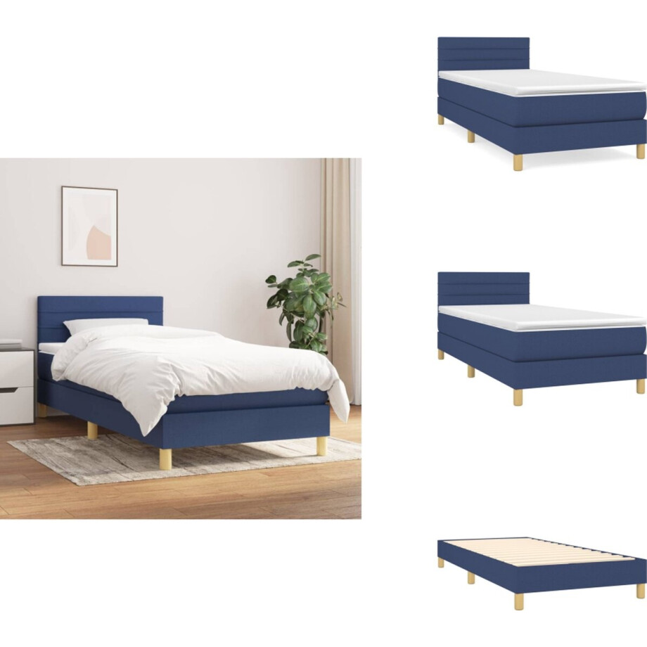 vidaXL Boxspring - Boxsprings - Bed - Slaapmeubel - Boxspring met matras stof blauw 80x200 cm afbeelding 1