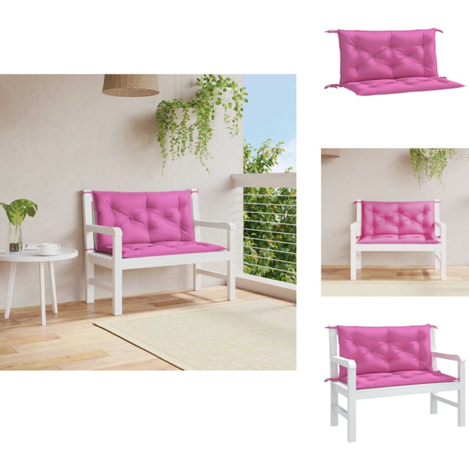 vidaXL Tuinbankkussen - Tuinbankkussens - Tuinbank Kussen - Buitenbankkussen - Tuinbankkussens 2 st 100x50x7 cm stof roze vidaXL Tuinbankkussen - Tuinbankkussens - Tuinbank Kussen - Buitenbankkussen - Tuinbankkussens 2 st 100x50x7 cm stof roze afbeelding 1