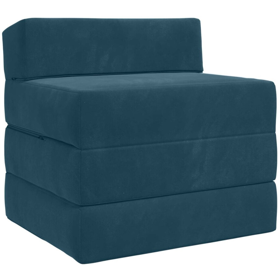 vidaXL - Vouwbare - Sofa - Bed - Blauw - 200 - x - 70 - x - 15 - cm - Fluweel vidaXL - Vouwbare - Sofa - Bed - Blauw - 200 - x - 70 - x - 15 - cm - Fluweel afbeelding 1