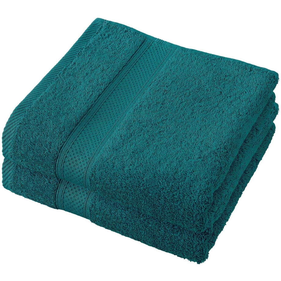 De Witte Lietaer Handdoek Stephanie Lake Green - Set 2 stuks - 50 x 100 cm - Groen - Katoen afbeelding 1