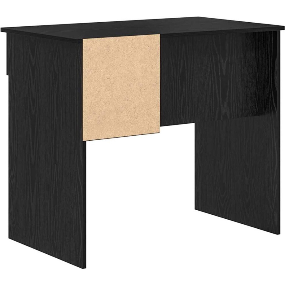 vidaXL - Bureau - met - lade - Zwart - Eiken - 90 - x - 49 - x - 75 - cm - Bewerkt - hout afbeelding 1