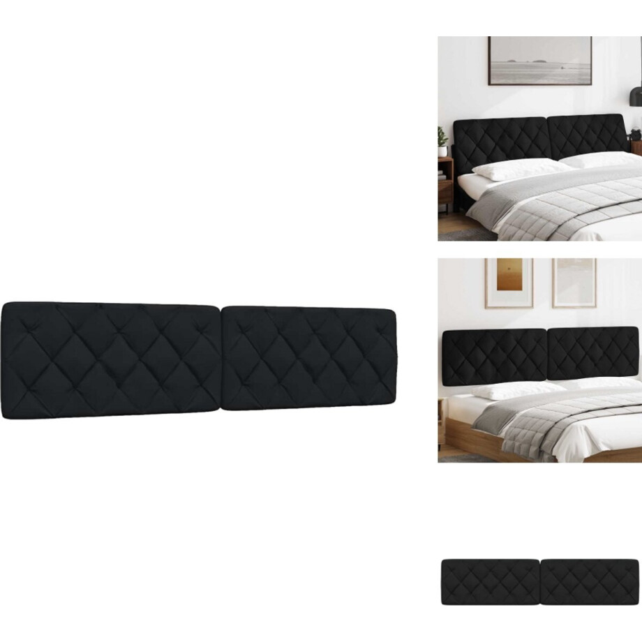vidaXL Hoofdbordkussen - Hoofdbordkussens - Hoofdbord Kussen - Hoofdeinde Kussen - Hoofdbordkussen 200 cm stof zwart afbeelding 1