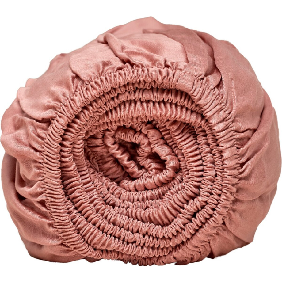 Coco & Cici - Tencel Sateen Hoeslaken 200 x 200 cm - 2 Persoons Beddengoed - Lyocell - Elastiek Rondom - Terra Roze - Extra Zacht afbeelding 1