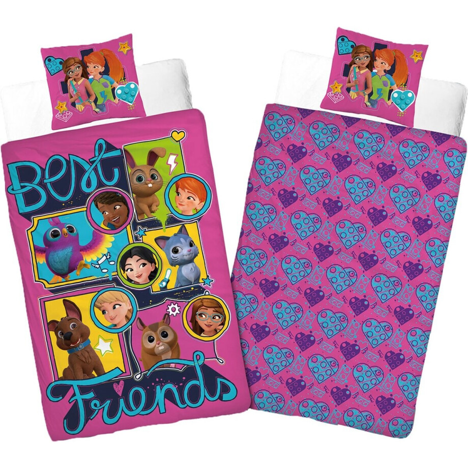 Lego Dekbedovertrek Squad - 140x200 - 100% Katoen - Roze - Dekbedovertrek kinderen afbeelding 1