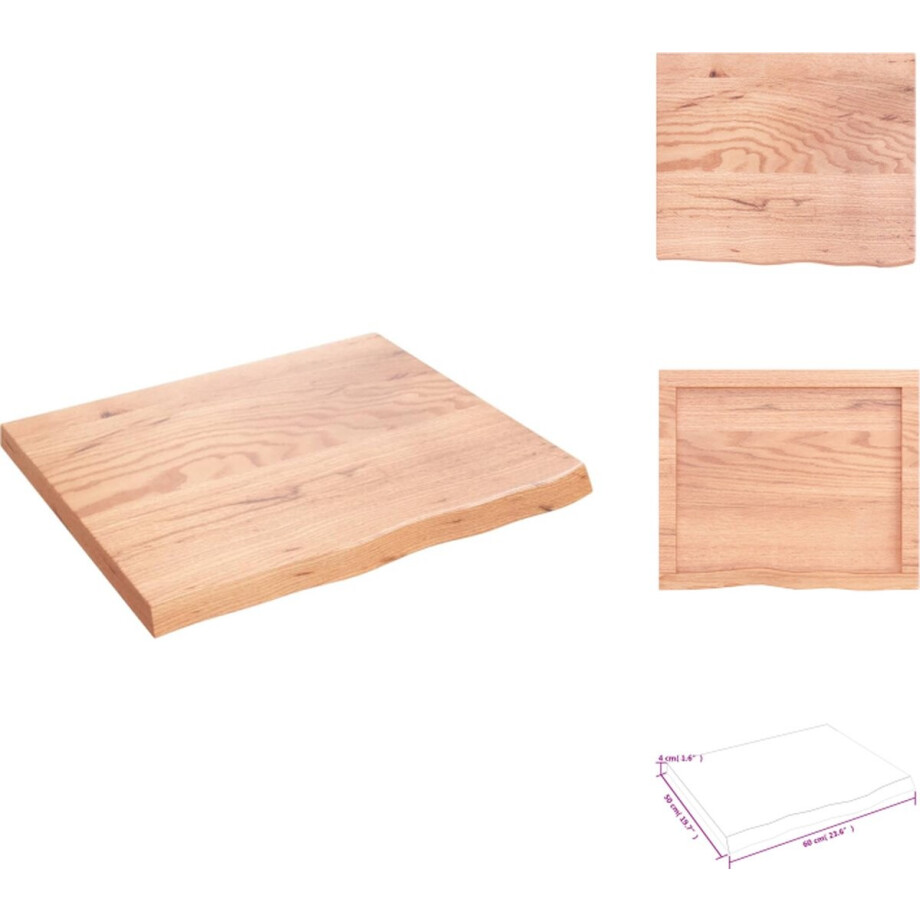 vidaXL Wandschap - Wandschappen - Wandplank - Wandrek - Wandschap 60x50x(2-4) cm behandeld massief eikenhout lichtbruin vidaXL Wandschap - Wandschappen - Wandplank - Wandrek - Wandschap 60x50x(2-4) cm behandeld massief eikenhout lichtbruin afbeelding 1