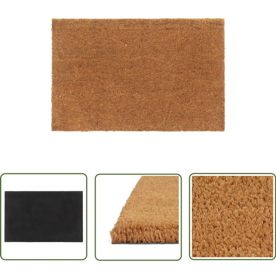 vidaXL Kokosvezel - Deurkmat - Deurmat 65x100 cm getufte kokosvezel naturel - Natuur - Bruine Deurmat - Antislip Deurmat afbeelding 1