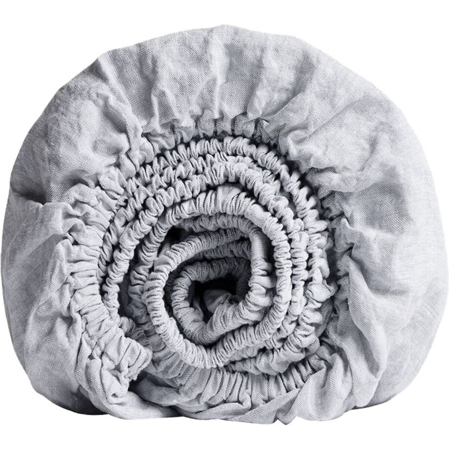 Yumeko hoeslaken gewassen linnen blauw chambray 160x200x30 - Biologisch & ecologisch Yumeko hoeslaken gewassen linnen blauw chambray 160x200x30 - Biologisch & ecologisch afbeelding 1