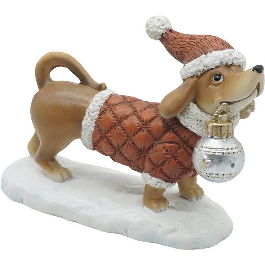 Clayre & Eef Decoratie Beeld Hond Bruin Kunststof afbeelding 1