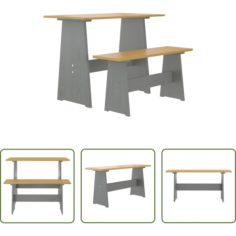 The Living Store Houten Eettafel - Massief grenen - 100x60x73 cm - Honingbruin - Grijs The Living Store Houten Eettafel - Massief grenen - 100x60x73 cm - Honingbruin - Grijs afbeelding 1