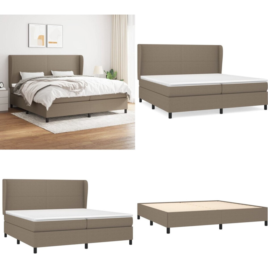 vidaXL Boxspring met matras stof taupe 200x200 cm - Boxspring - Boxsprings - Bed - Slaapmeubel vidaXL Boxspring met matras stof taupe 200x200 cm - Boxspring - Boxsprings - Bed - Slaapmeubel afbeelding 1