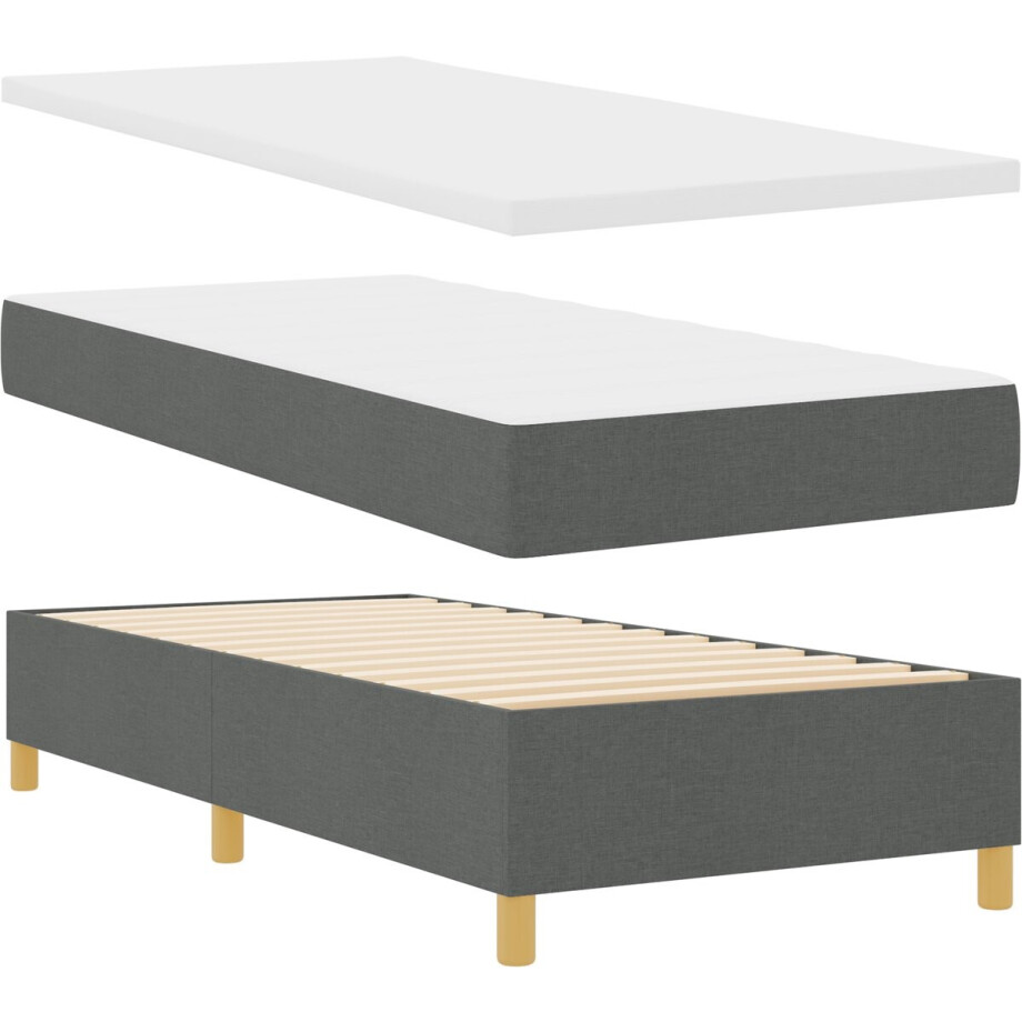 vidaXL - Boxspring - bed - met - hoofdeinde - Donkergrijs - 200 - x - 80 - cm - Stof afbeelding 1