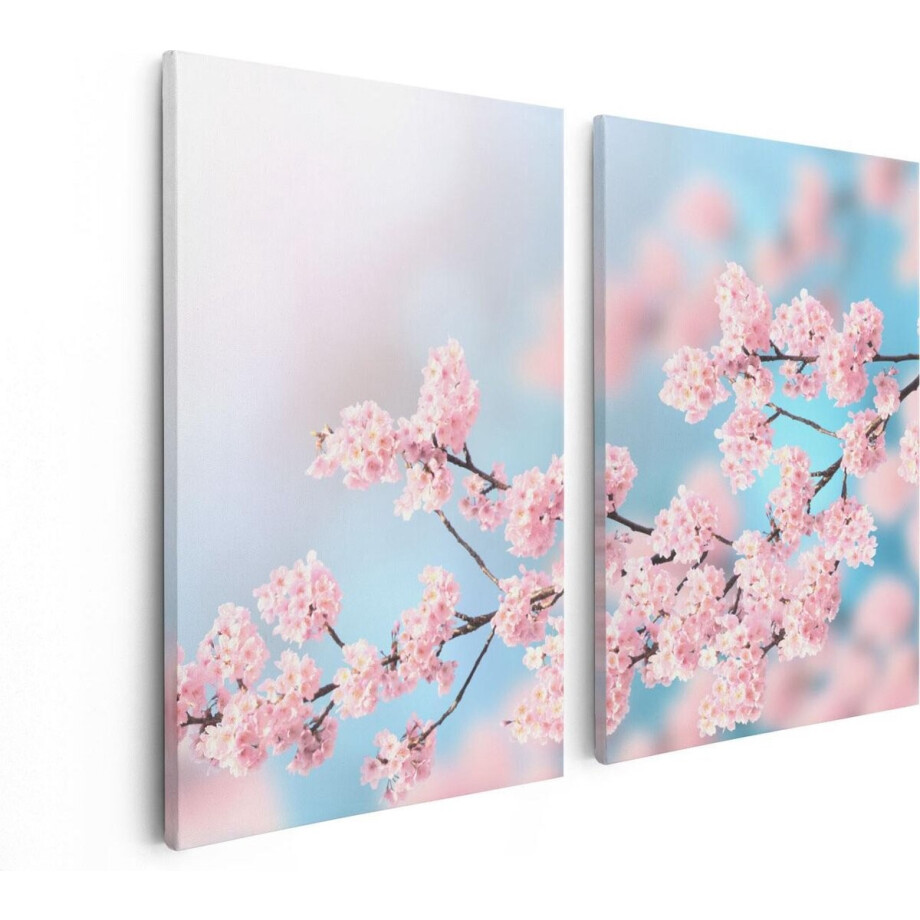 Artaza Canvas Schilderij Tweeluik Roze Bloesem Bloemen - 80x60 - Foto Op Canvas - Canvas Print Artaza Canvas Schilderij Tweeluik Roze Bloesem Bloemen - 80x60 - Foto Op Canvas - Canvas Print afbeelding 1