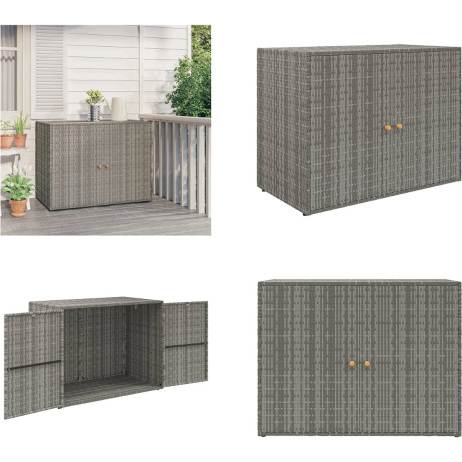 vidaXL - Tuinkast - 100x55,5x80 - cm - poly - rattan - grijs vidaXL - Tuinkast - 100x55,5x80 - cm - poly - rattan - grijs afbeelding 1