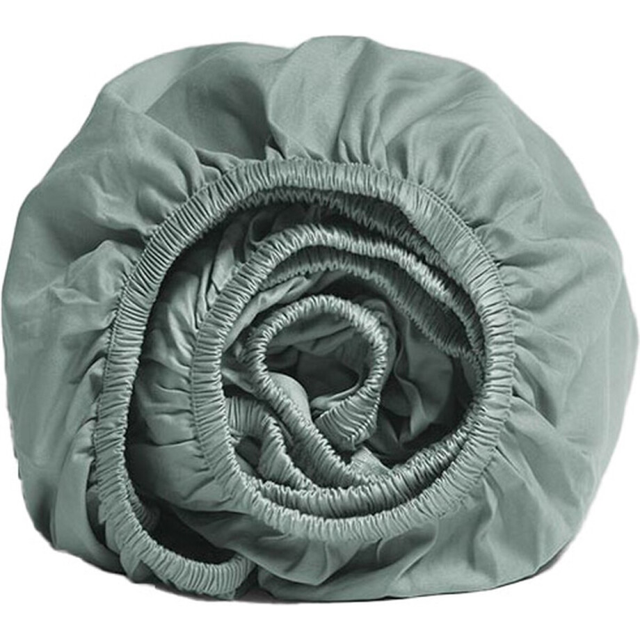 Yumeko hoeslaken katoen satijn zeegroen 140x200x30 - Bio, eco & fairtrade Yumeko hoeslaken katoen satijn zeegroen 140x200x30 - Bio, eco & fairtrade afbeelding 1