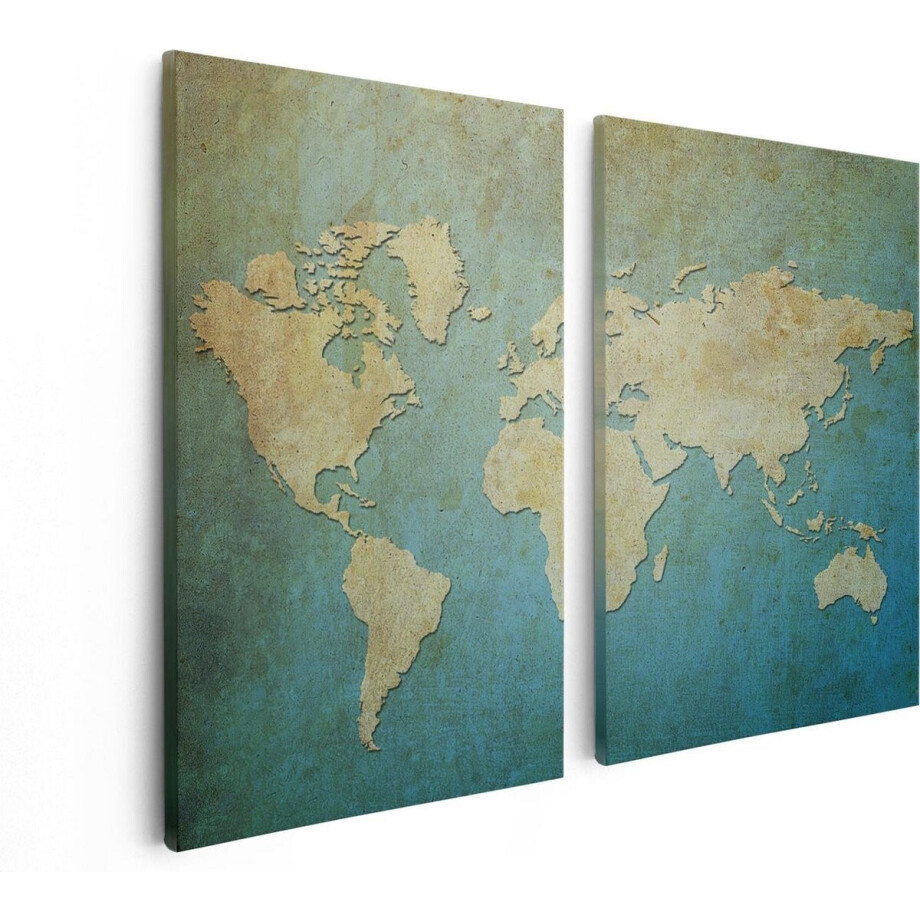 Artaza Canvas Schilderij Tweeluik Oude Wereldkaart - 80x60 - Foto Op Canvas - Canvas Print Artaza Canvas Schilderij Tweeluik Oude Wereldkaart - 80x60 - Foto Op Canvas - Canvas Print afbeelding 1