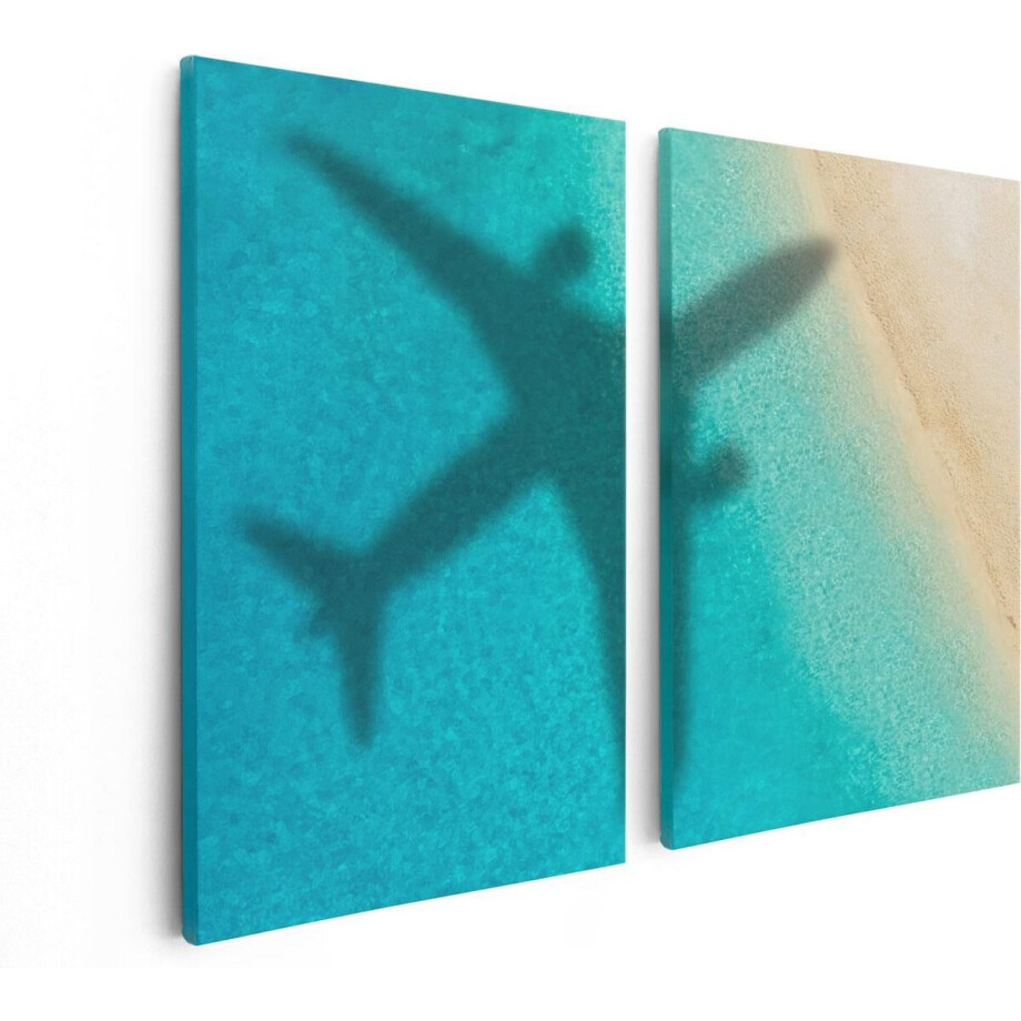 Artaza Canvas Schilderij Tweeluik Silhouet Van Een Vliegtuig Op Het Strand - 80x60 - Foto Op Canvas - Canvas Print Artaza Canvas Schilderij Tweeluik Silhouet Van Een Vliegtuig Op Het Strand - 80x60 - Foto Op Canvas - Canvas Print afbeelding 1