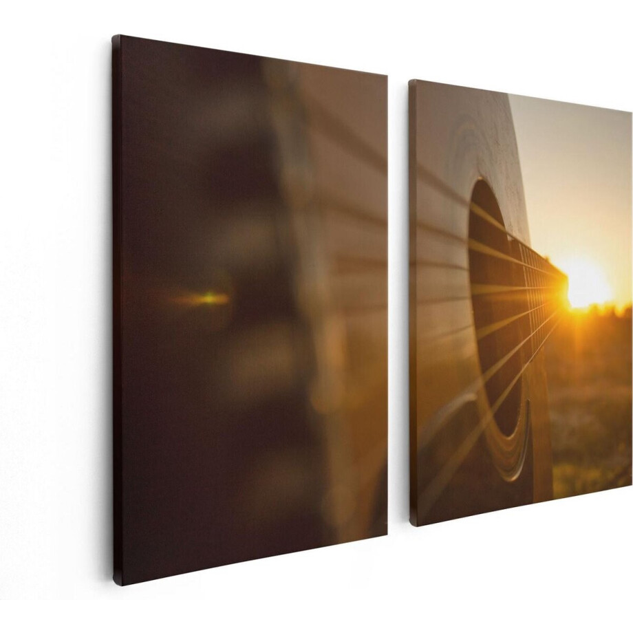 Artaza Canvas Schilderij Tweeluik Gitaar Spelen Tijdens Zonsondergang - 80x60 - Foto Op Canvas - Canvas Print Artaza Canvas Schilderij Tweeluik Gitaar Spelen Tijdens Zonsondergang - 80x60 - Foto Op Canvas - Canvas Print afbeelding 1