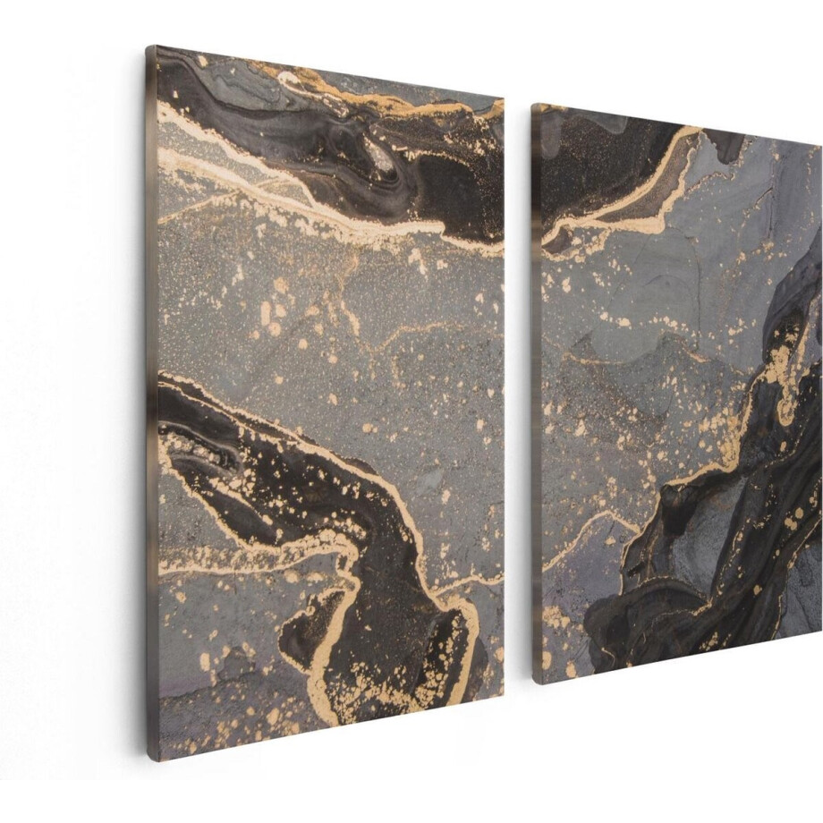 Artaza Canvas Schilderij Tweeluik Abstracte Kunst Grijs Marmer - 80x60 - Foto Op Canvas - Canvas Print Artaza Canvas Schilderij Tweeluik Abstracte Kunst Grijs Marmer - 80x60 - Foto Op Canvas - Canvas Print afbeelding 1