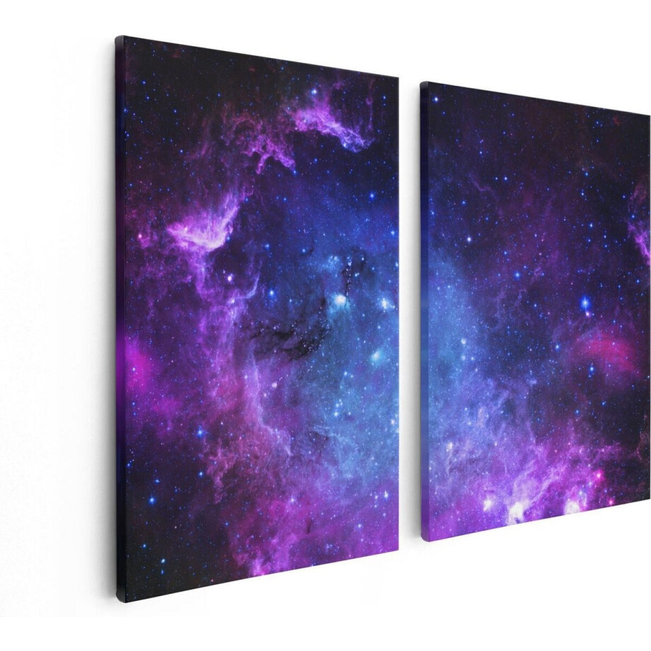 Artaza Canvas Schilderij Tweeluik Ruimte in het Paars Blauw  - 80x60 - Foto Op Canvas - Canvas Print Artaza Canvas Schilderij Tweeluik Ruimte in het Paars Blauw  - 80x60 - Foto Op Canvas - Canvas Print afbeelding 1