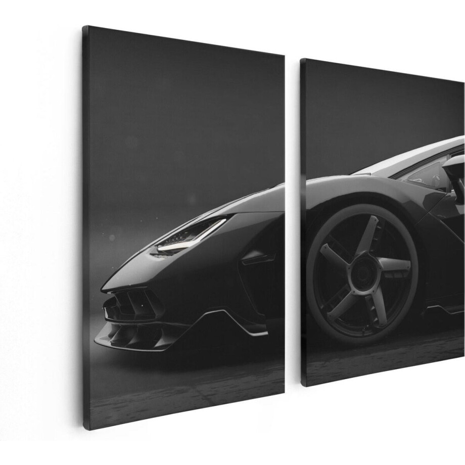 Artaza Canvas Schilderij Tweeluik Zijaanzicht Zwarte Sportwagen Auto - 80x60 - Foto Op Canvas - Canvas Print Artaza Canvas Schilderij Tweeluik Zijaanzicht Zwarte Sportwagen Auto - 80x60 - Foto Op Canvas - Canvas Print afbeelding 1